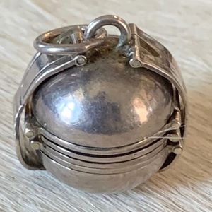 Vintage Sterling Silver Globe Locket Pendant